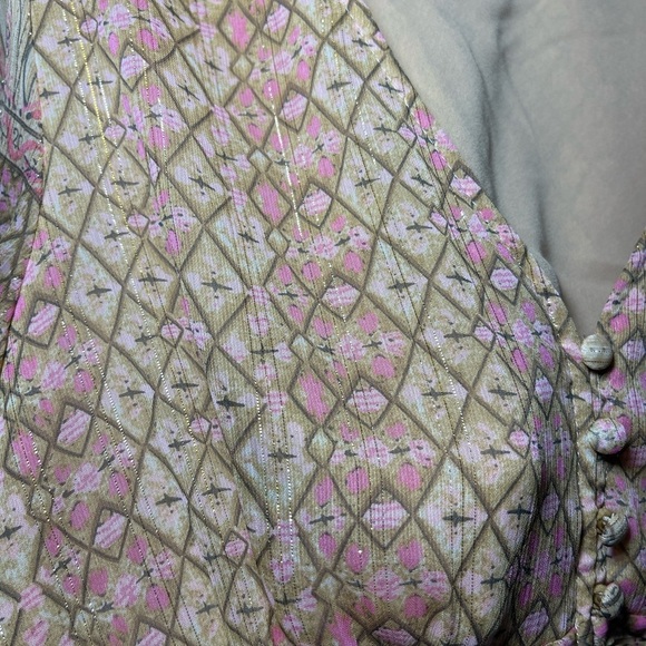 House of Harlow 1960 Women’s Shona Joy Metallic Shimmer Peasant Dress S - Picture 4 of 10